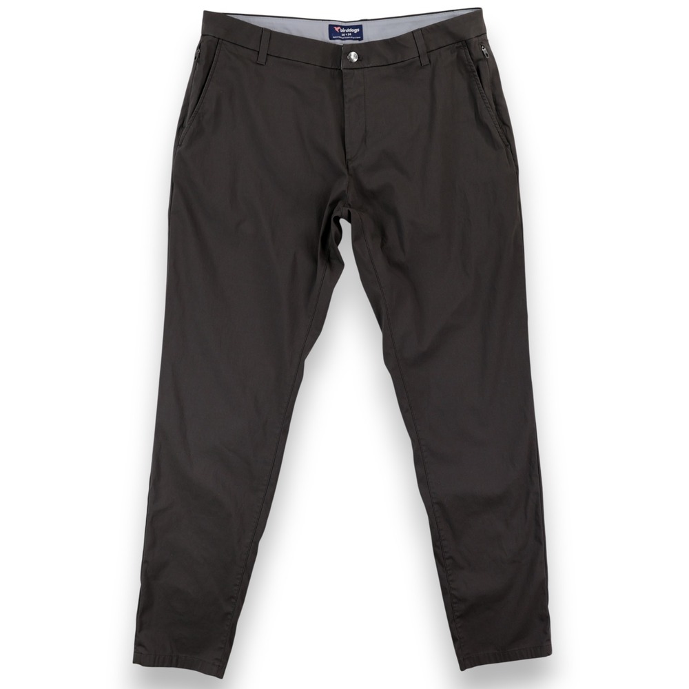 Birddogs Pants Mens 37x33 Black‎ Stretch Chino Built-In Liner Zip Pockets Golf